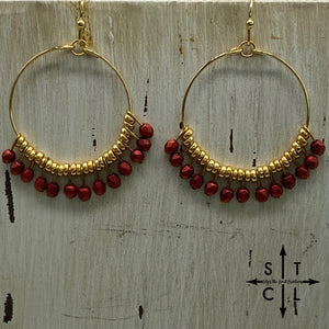 Metallic Reddish Brown On Gold Rebecca Earrings
