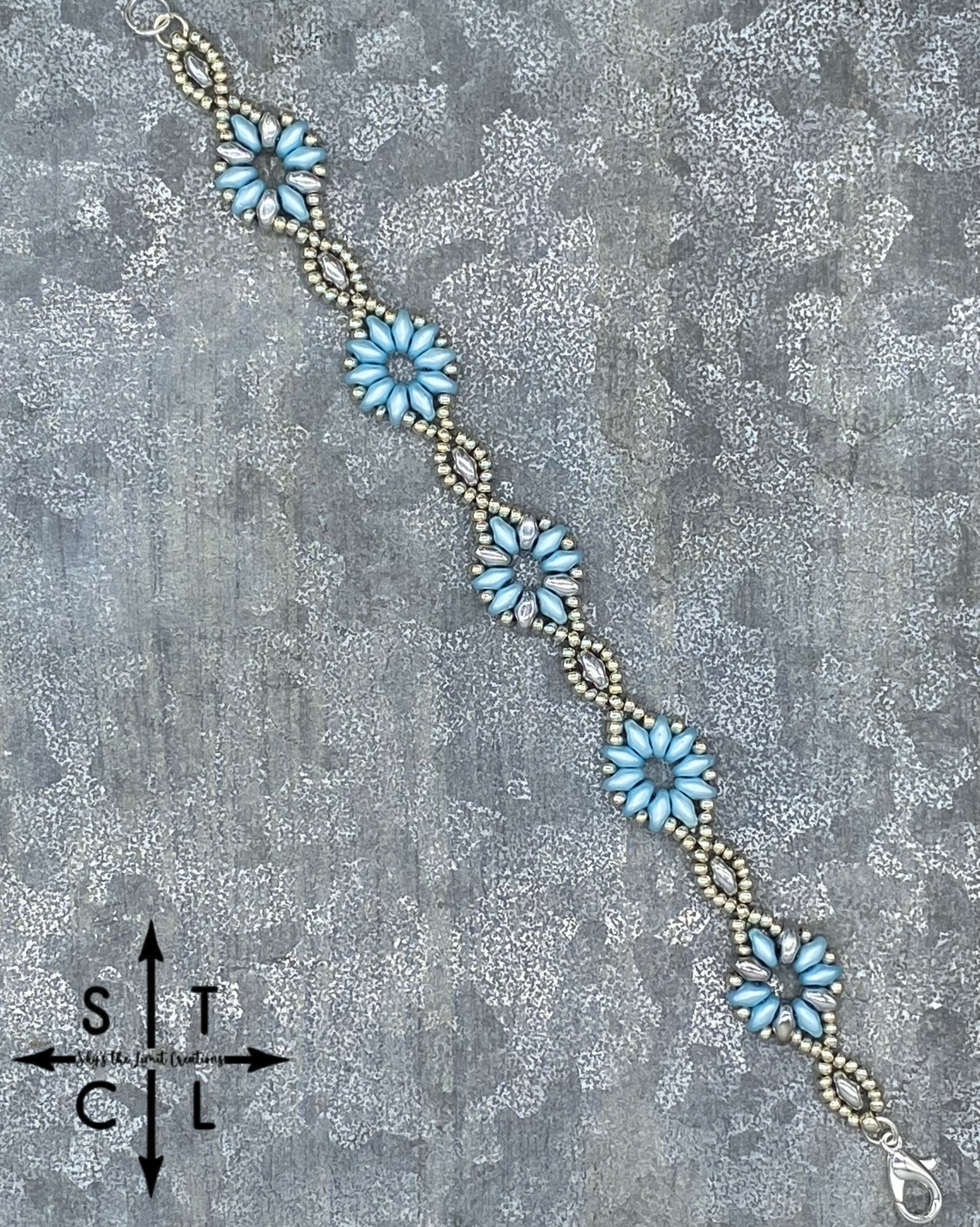 Light Pearl Blue Silver Dallis Bracelet