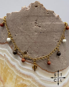 Cactus Garnet Peach White Gold Katy Anklet