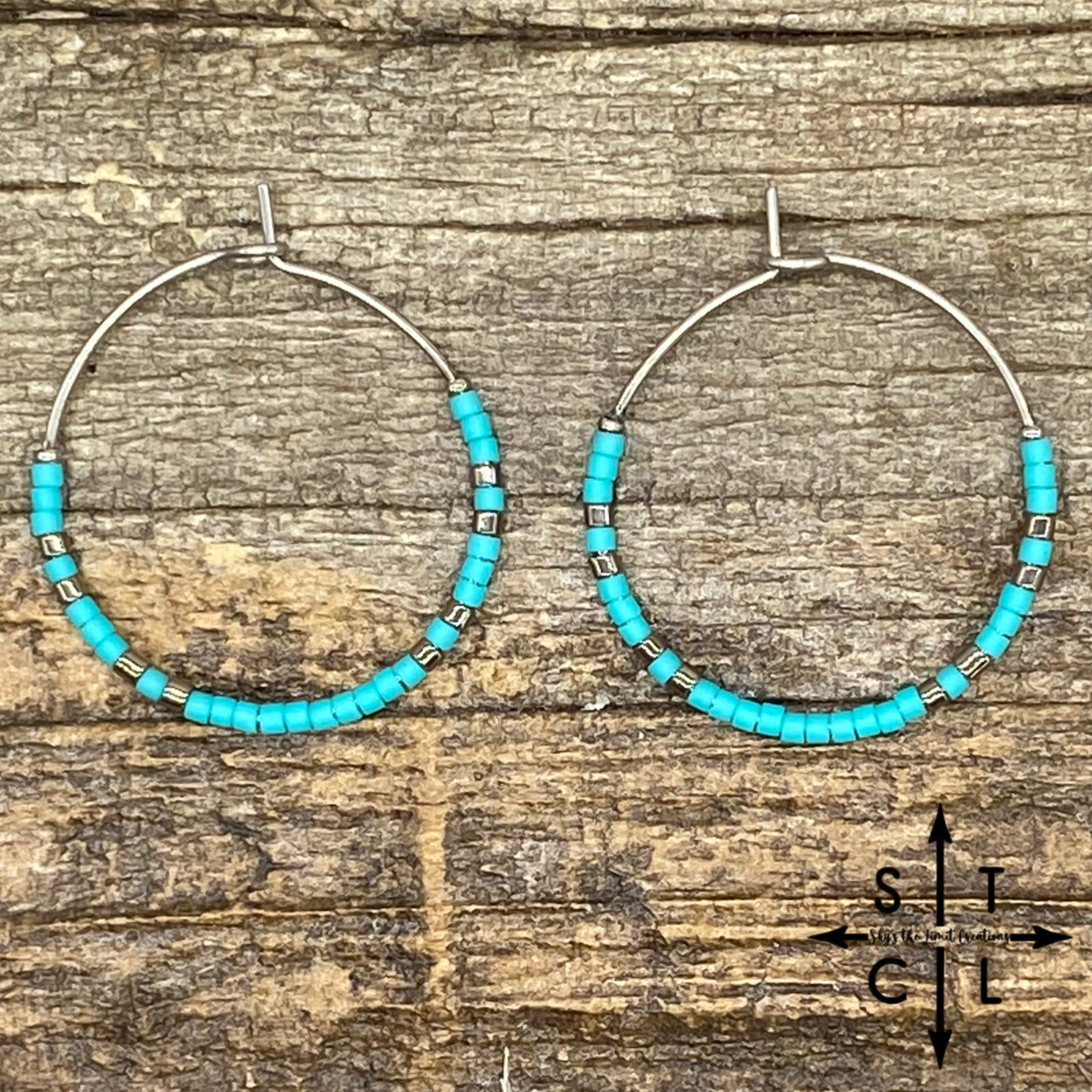 Turquoise Gun Metal Silver Amber Earrings