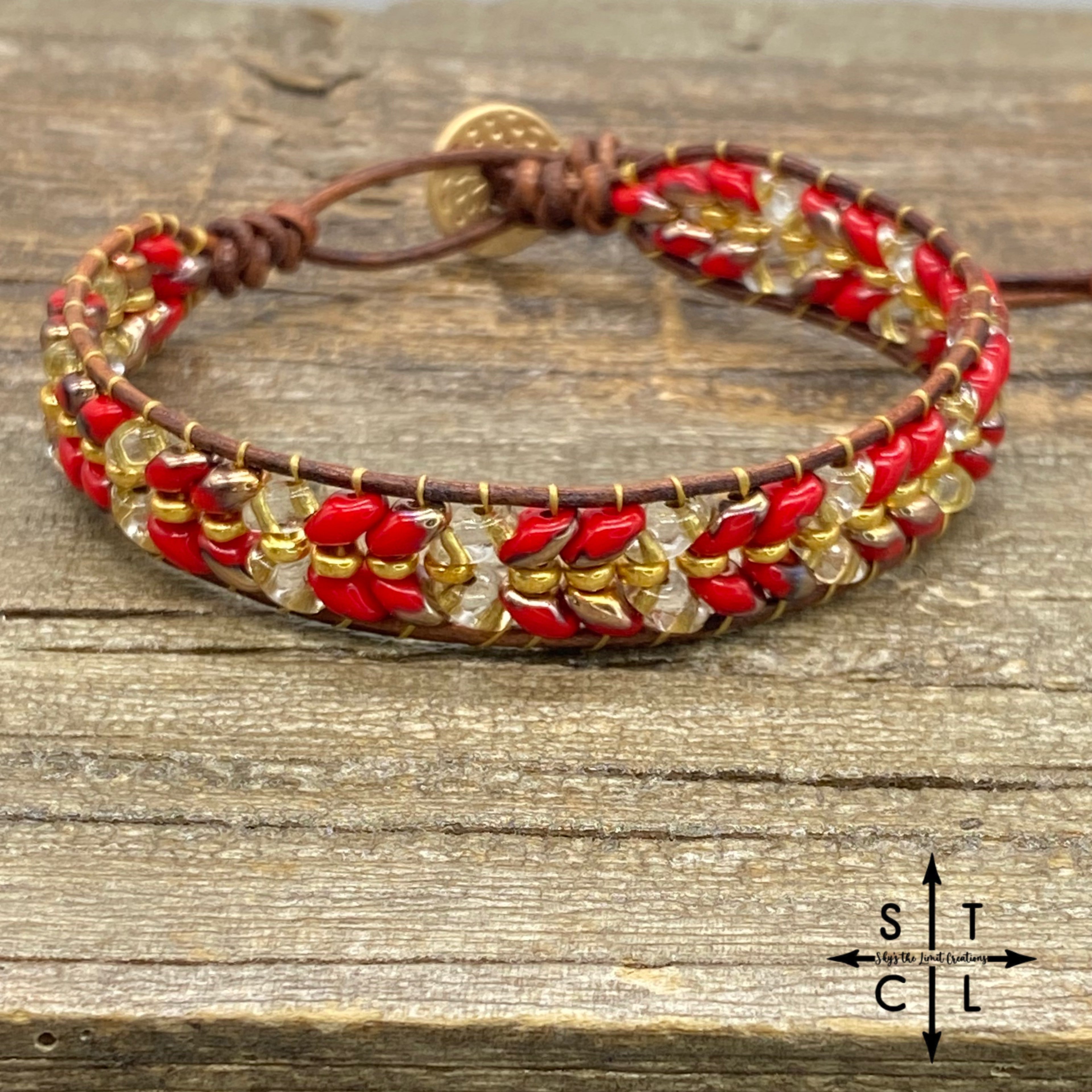 Christine Red Clear Gold Bracelet
