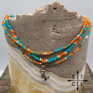 Turquoise Orange Mermaid Stretchy Anklet