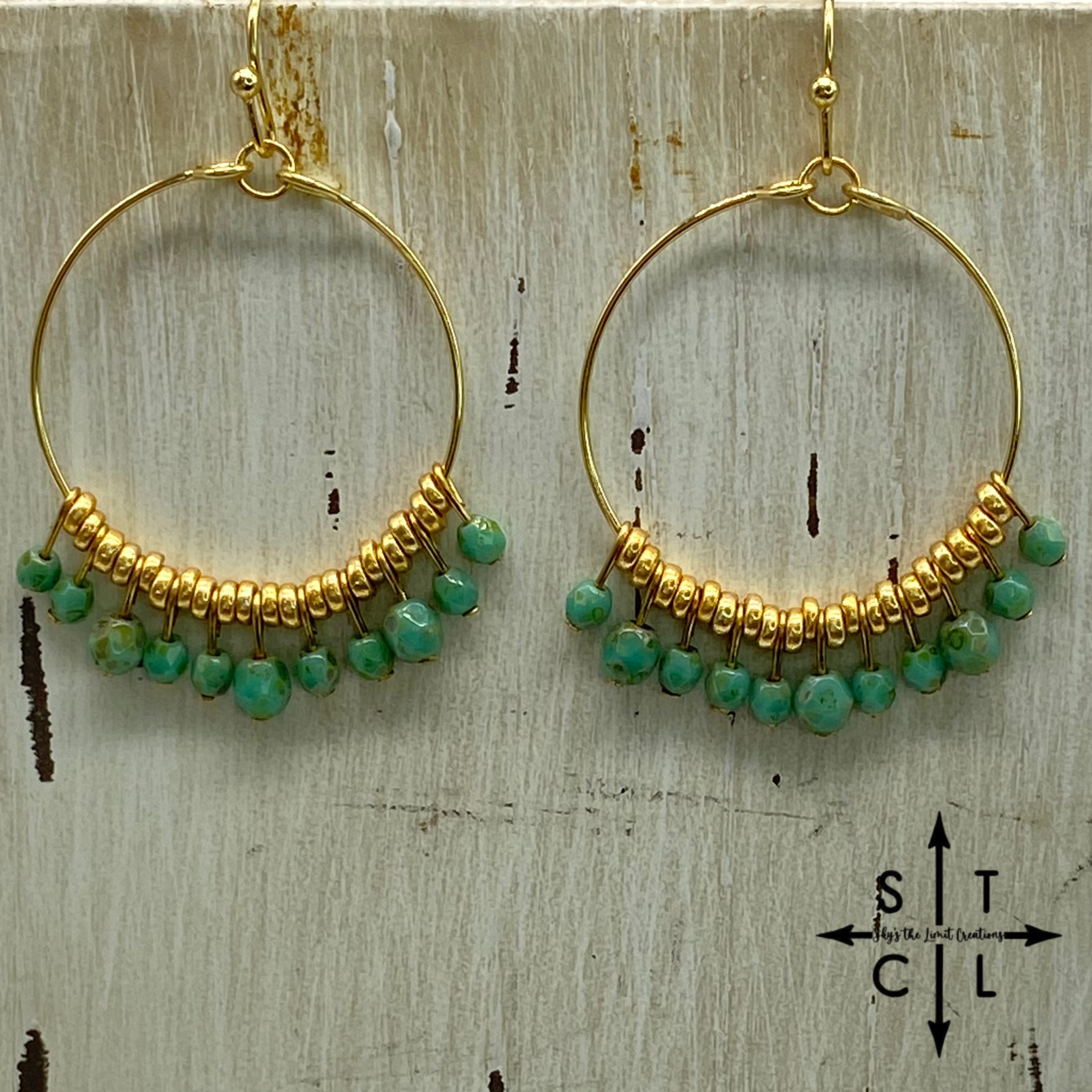 Light TurquoiseOn Gold Rebecca Earrings