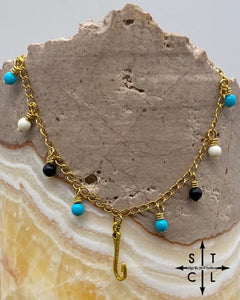 Fishhook Turquoise Black White Katy Anklet