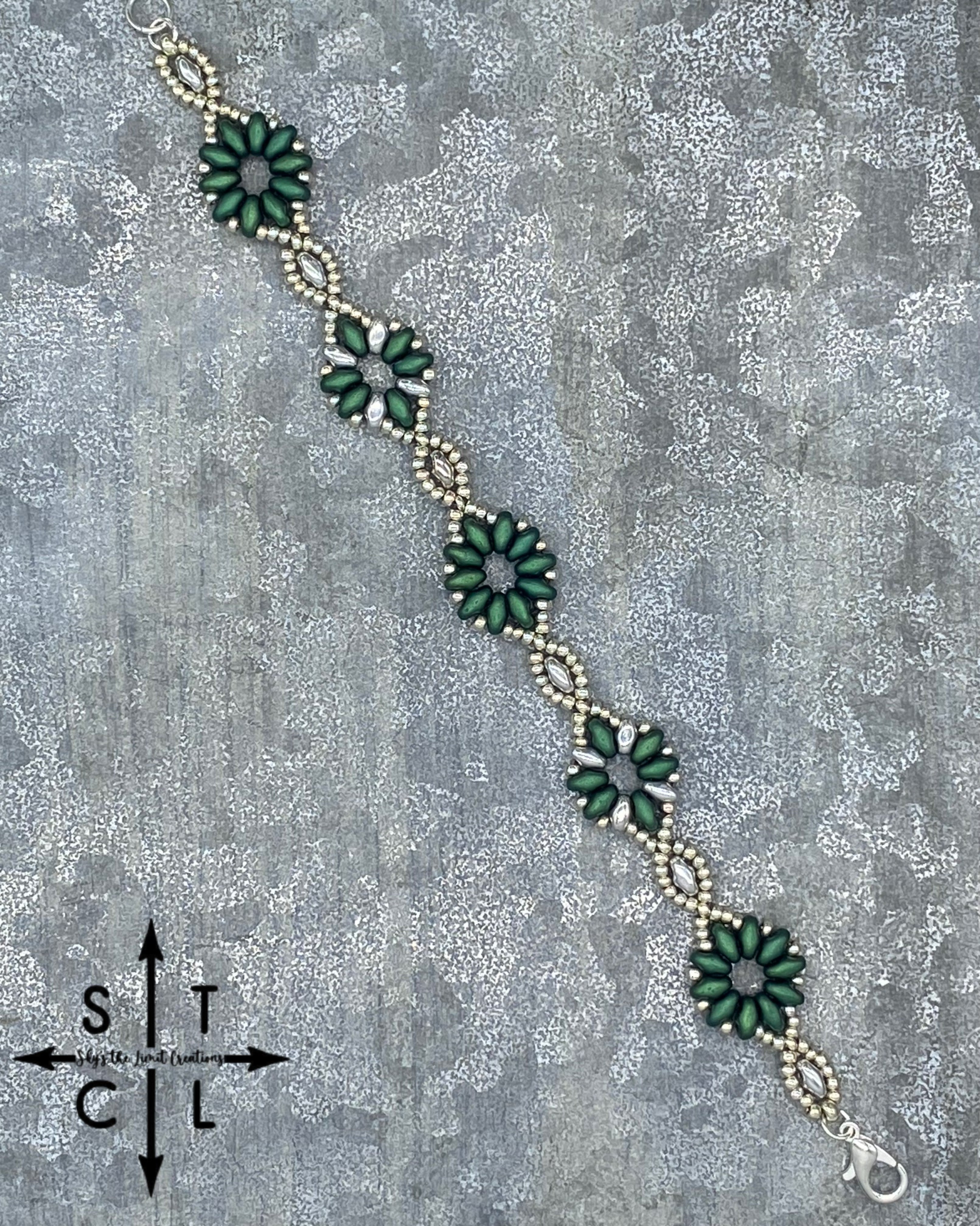Dark Green Silver Dallis Bracelet