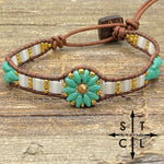 Load image into Gallery viewer, Turquoise White Gold Daisy
