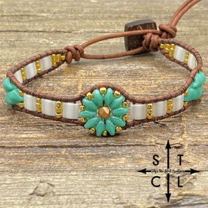 Turquoise White Gold Daisy