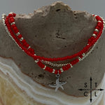 Load image into Gallery viewer, Red Silver Stretchy Anklet
