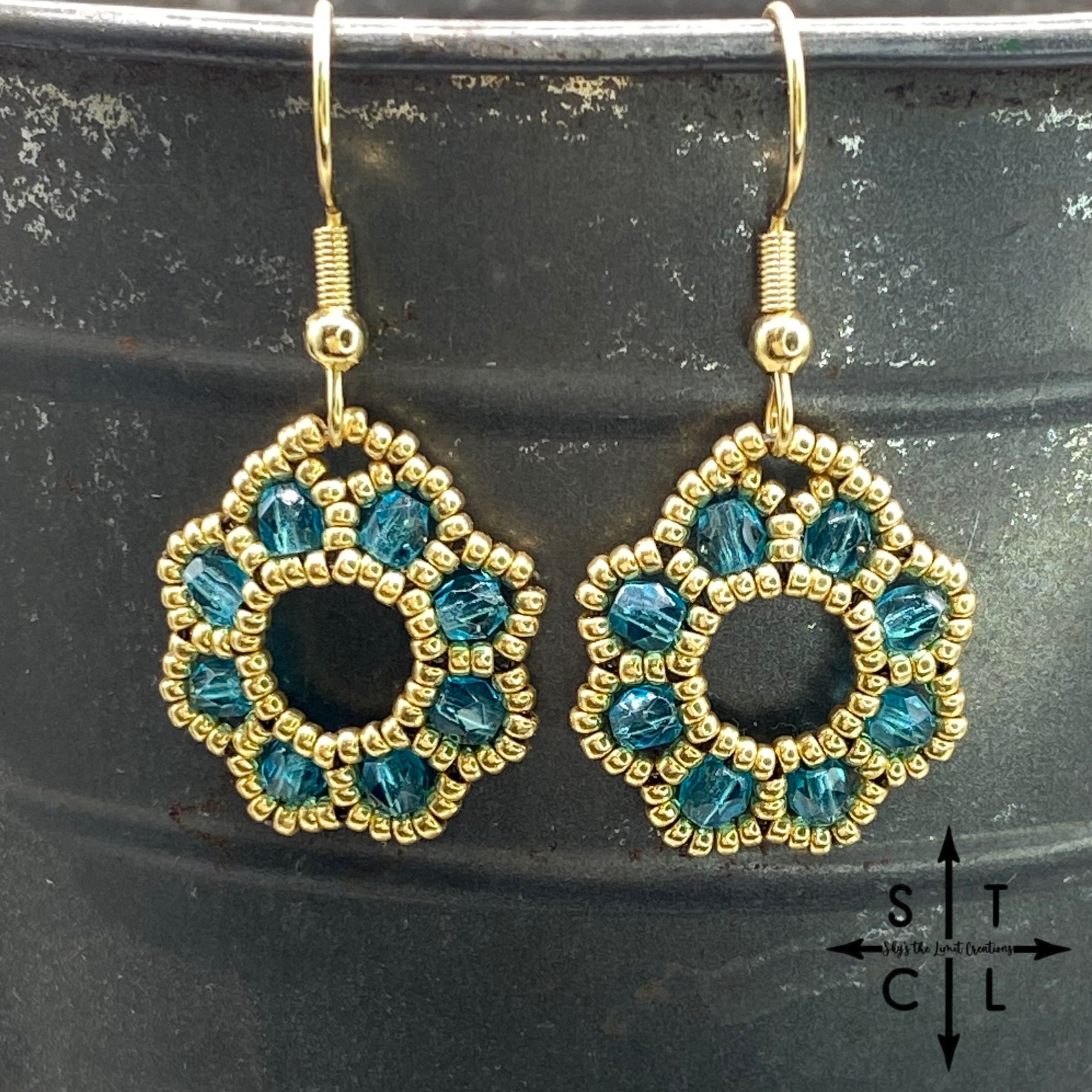 Clear Turquoise On Gold Amanda Earrings
