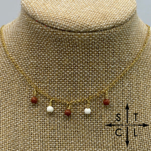 White Burnt Orange Gold Katy Necklace