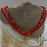 Load image into Gallery viewer, Red Gold Stretchy Anklet
