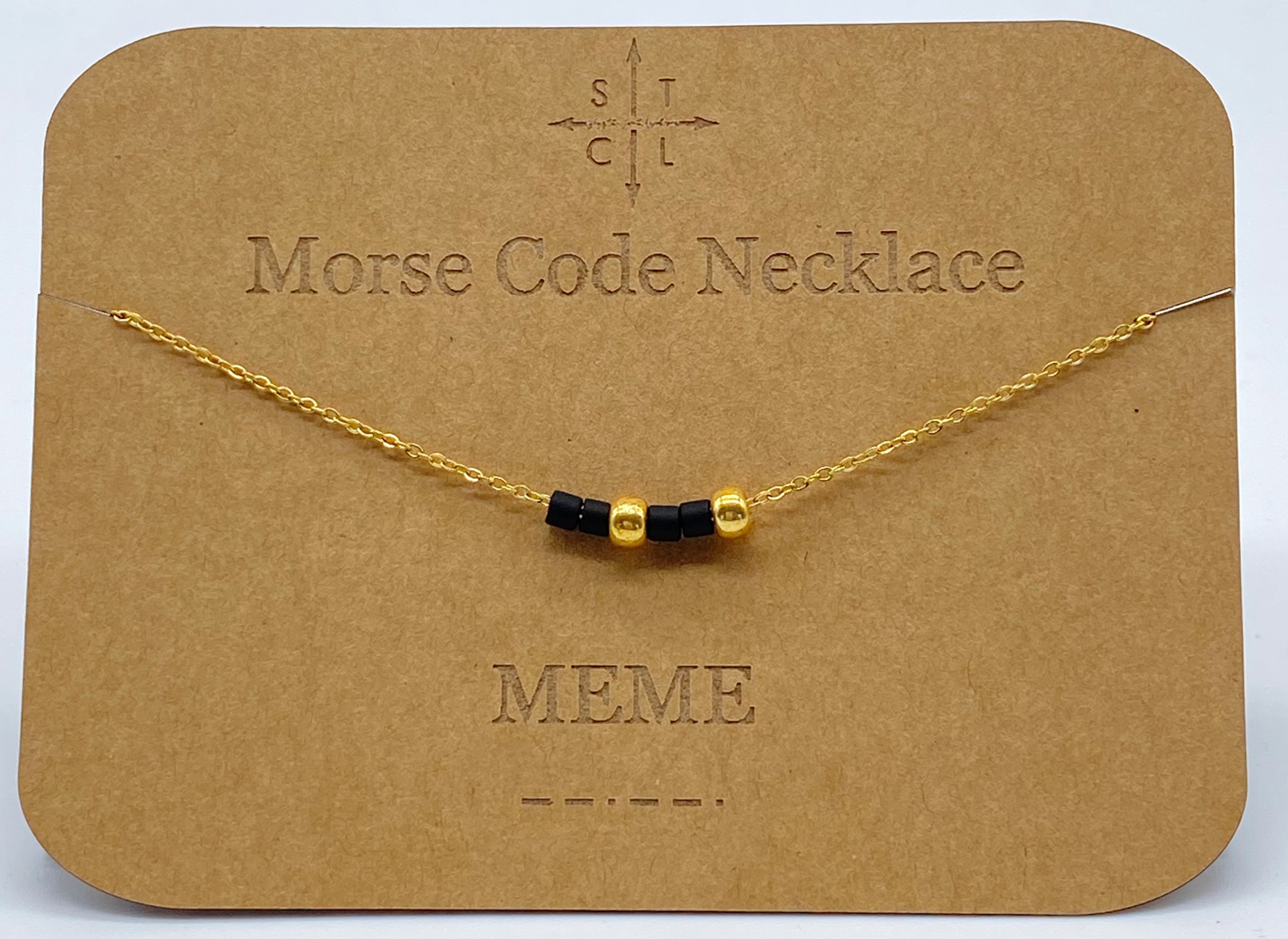 Morse Code Necklace MEME Gold