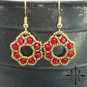 Red On Gold Amanda Earrings