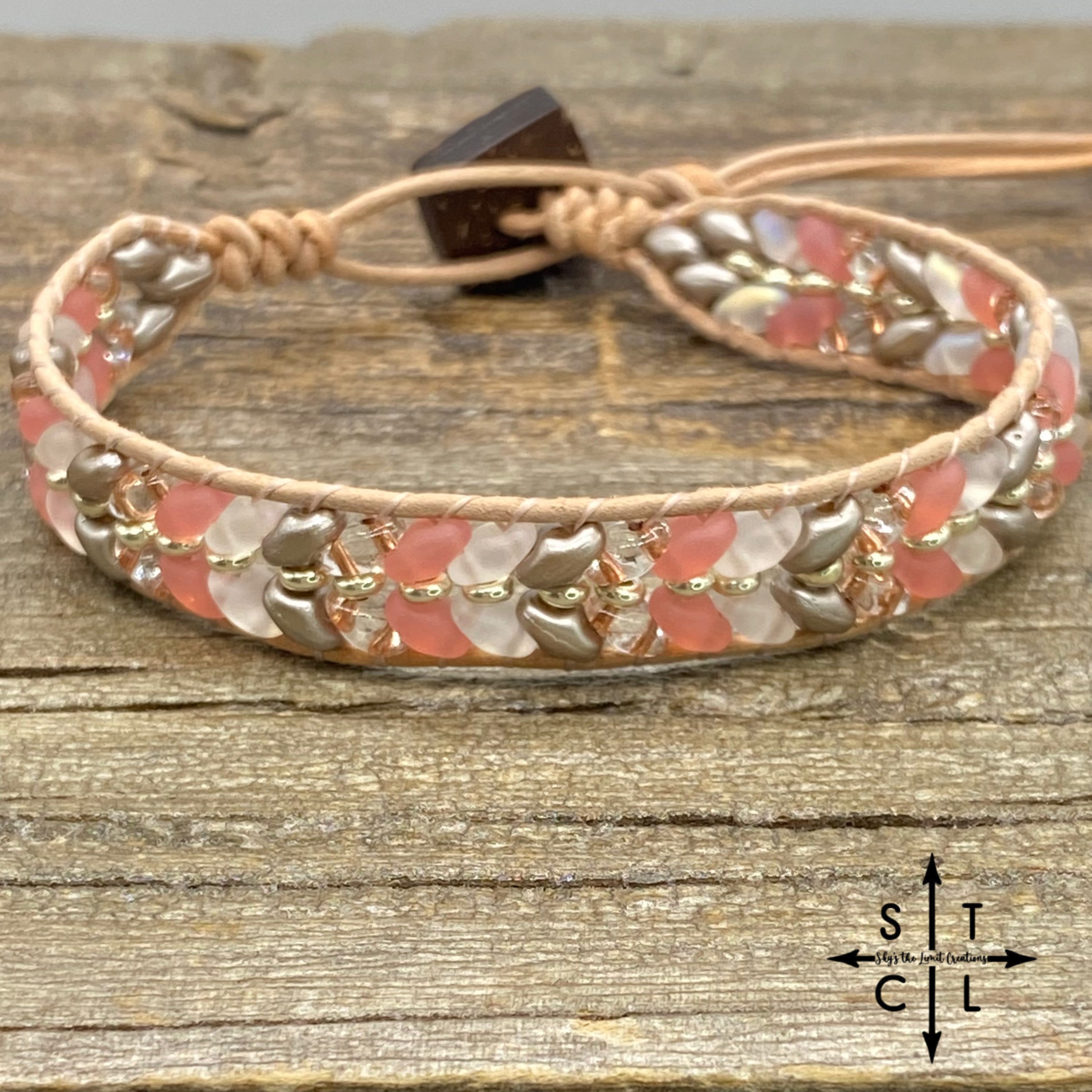 Christine Opaque Pink Shimmer White Matte Silver Bracelet