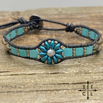Load image into Gallery viewer, Metallic Turquoise Light Turquoise Daisy
