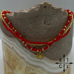 Load image into Gallery viewer, Red Gold Stretchy Anklet
