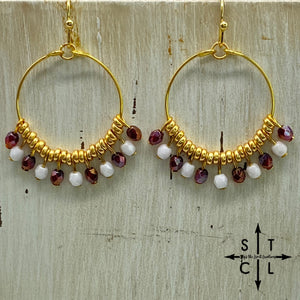 Rebecca Mini Earrings Maroon White