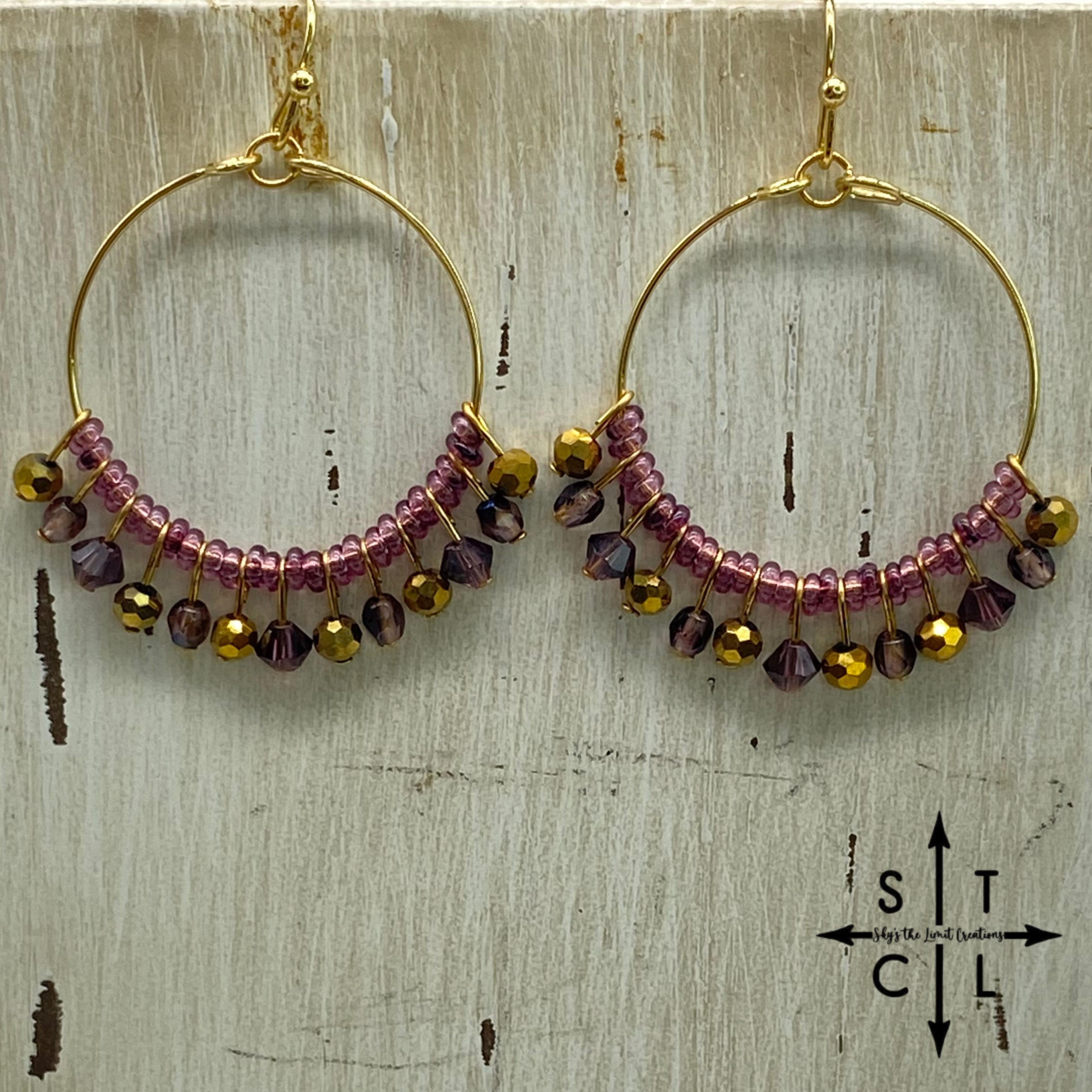 Purple Gold On Gold Rebecca Earrings