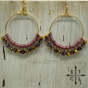 Purple Gold On Gold Rebecca Earrings