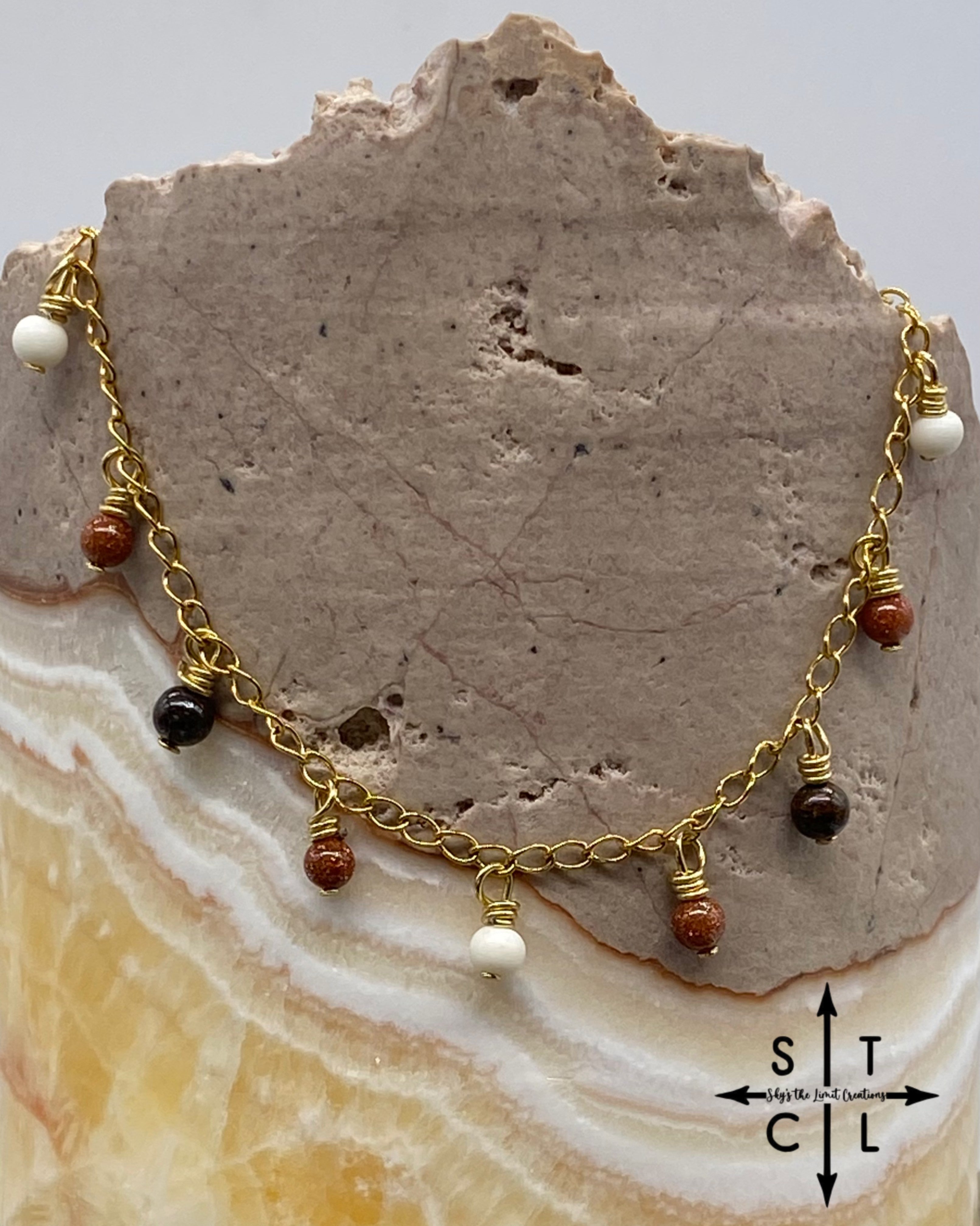 Brown Orange White Gold  Katy Anklet