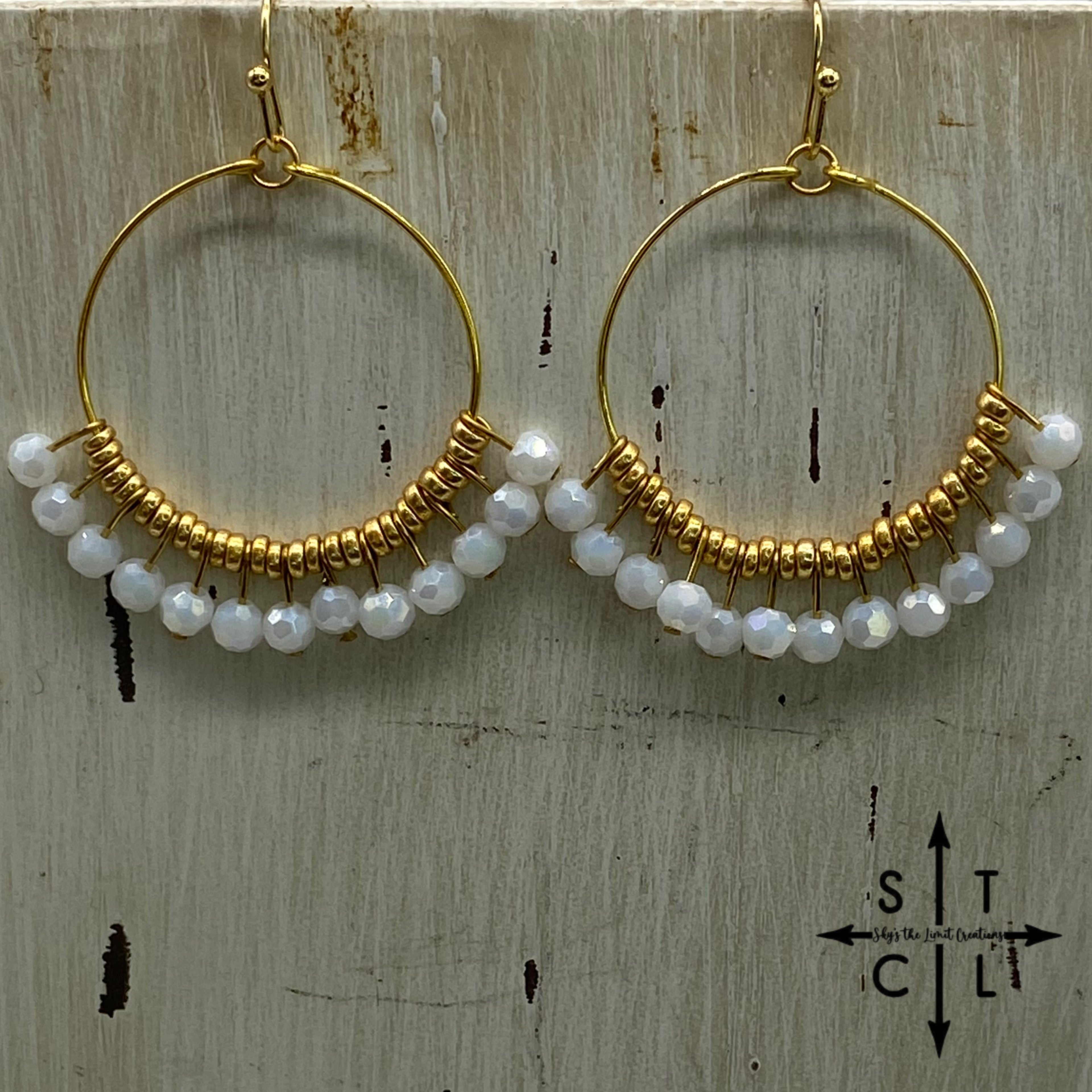 White On Gold Rebecca Earrings