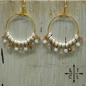Rebecca Mini Earrings Champagne White