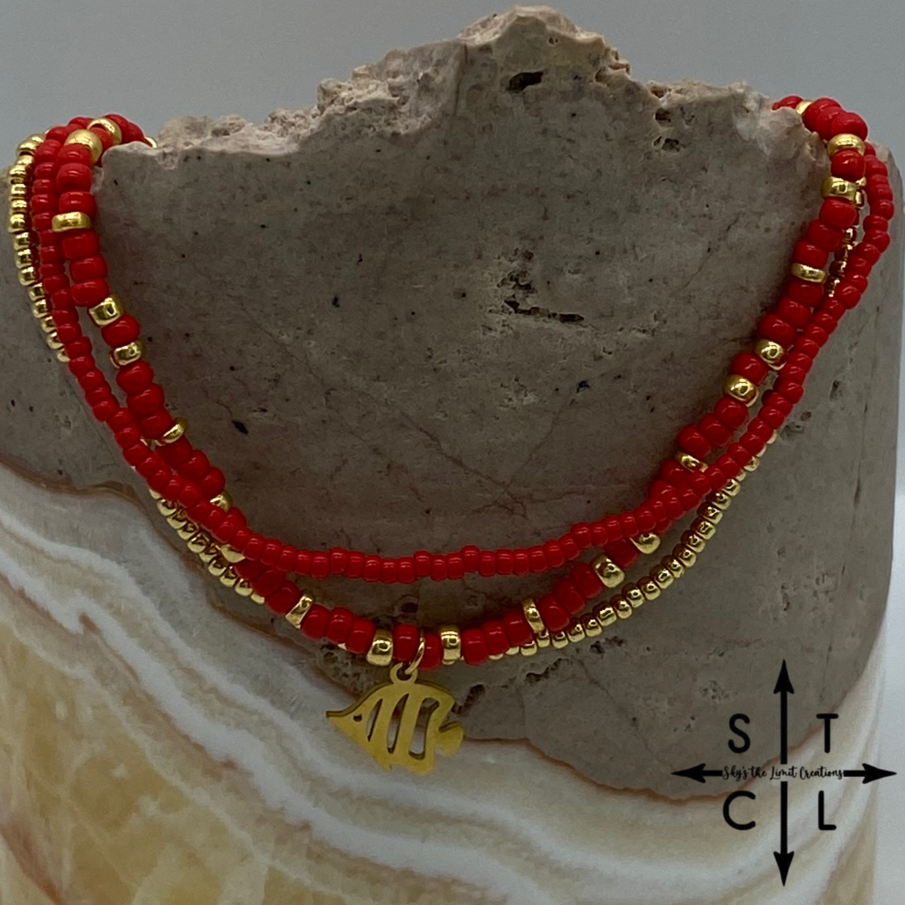 Red Gold Stretchy Anklet