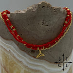 Load image into Gallery viewer, Red Gold Stretchy Anklet
