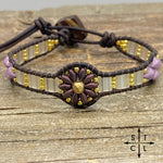 Load image into Gallery viewer, Dark Purple Clear Pearl Lilac Gold Daisy
