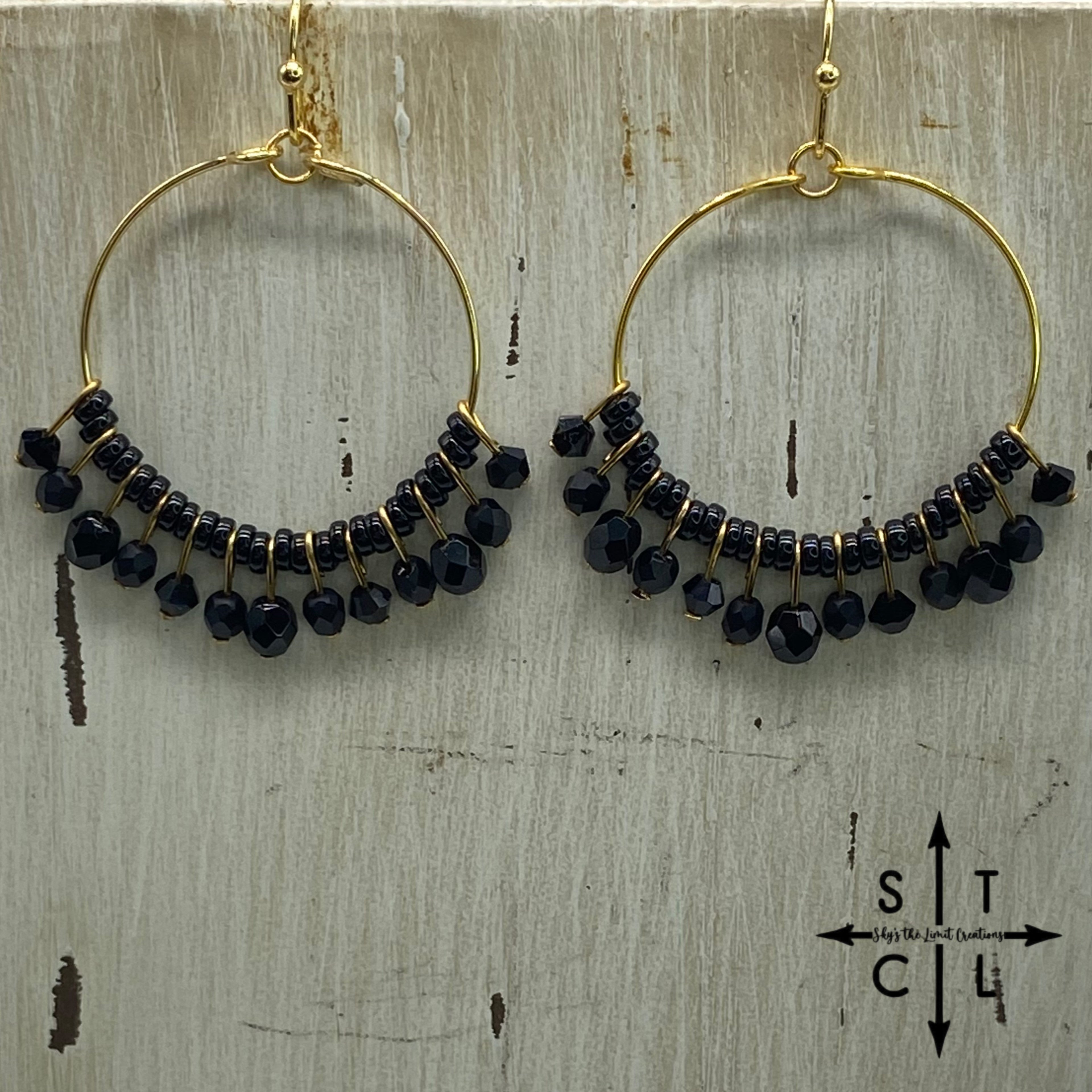 Black On Gold Rebecca Earrings