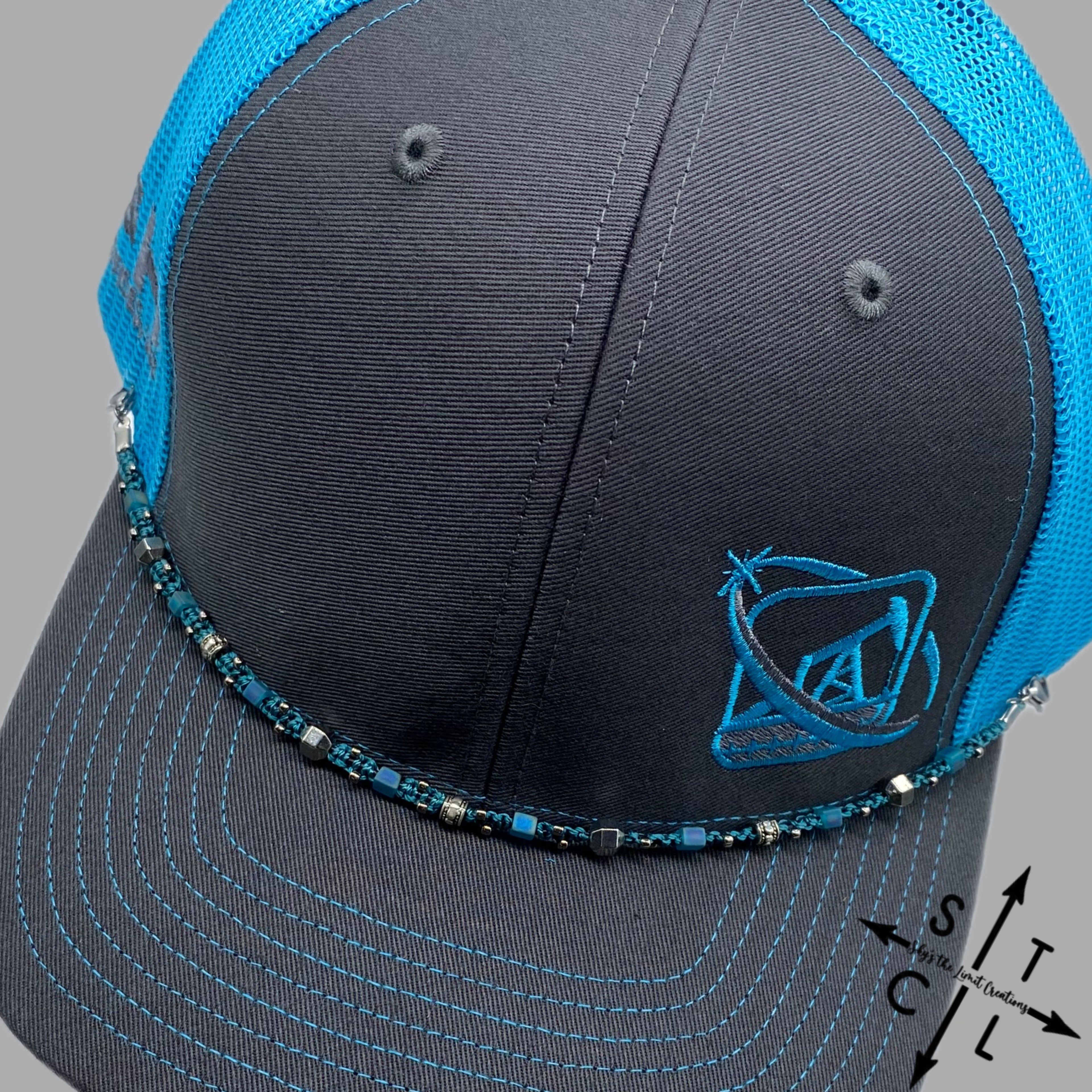 Turquoise Silver Gunmetal SilverTrucker Hat Chain