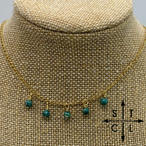Dark Green Gold Katy Necklace