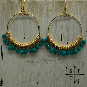 Turquoise On Gold Rebecca Earrings