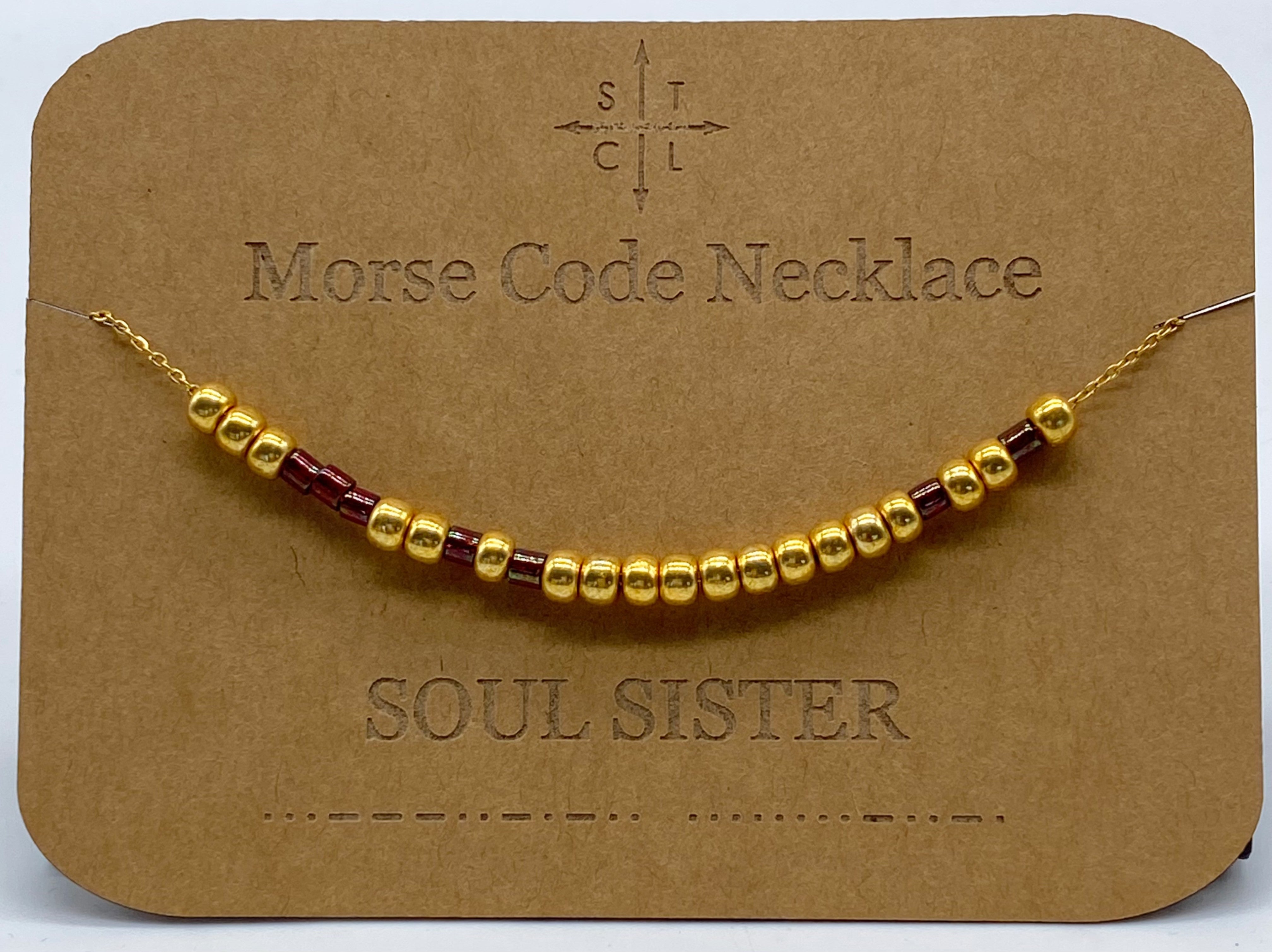 Morse Code Necklace SOUL SISTER Gold