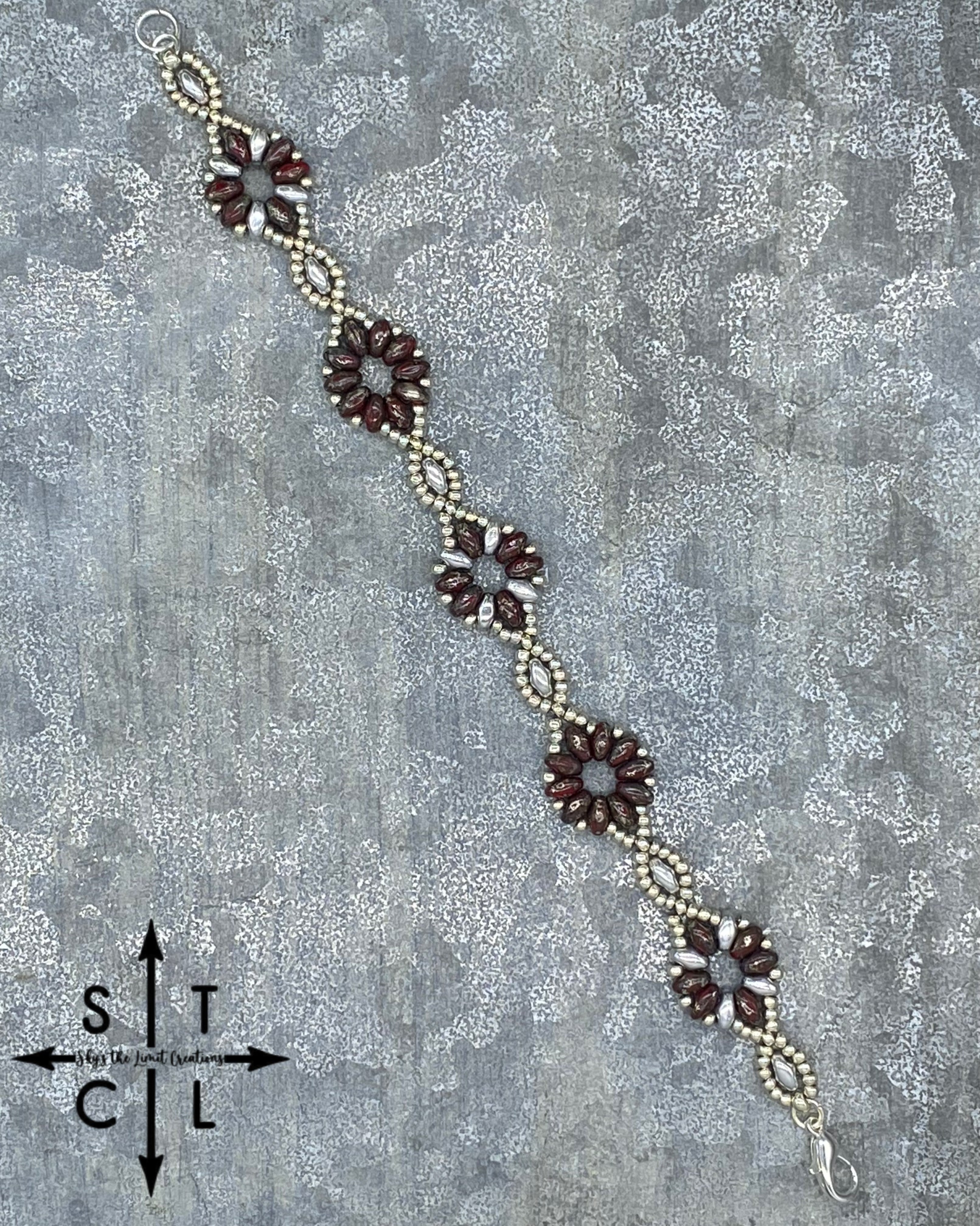 Picasso Maroon Silver Dallis Bracelet