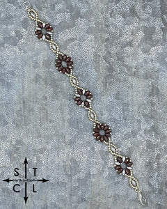 Picasso Maroon Silver Dallis Bracelet