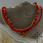 Load image into Gallery viewer, Red Gold Stretchy Anklet
