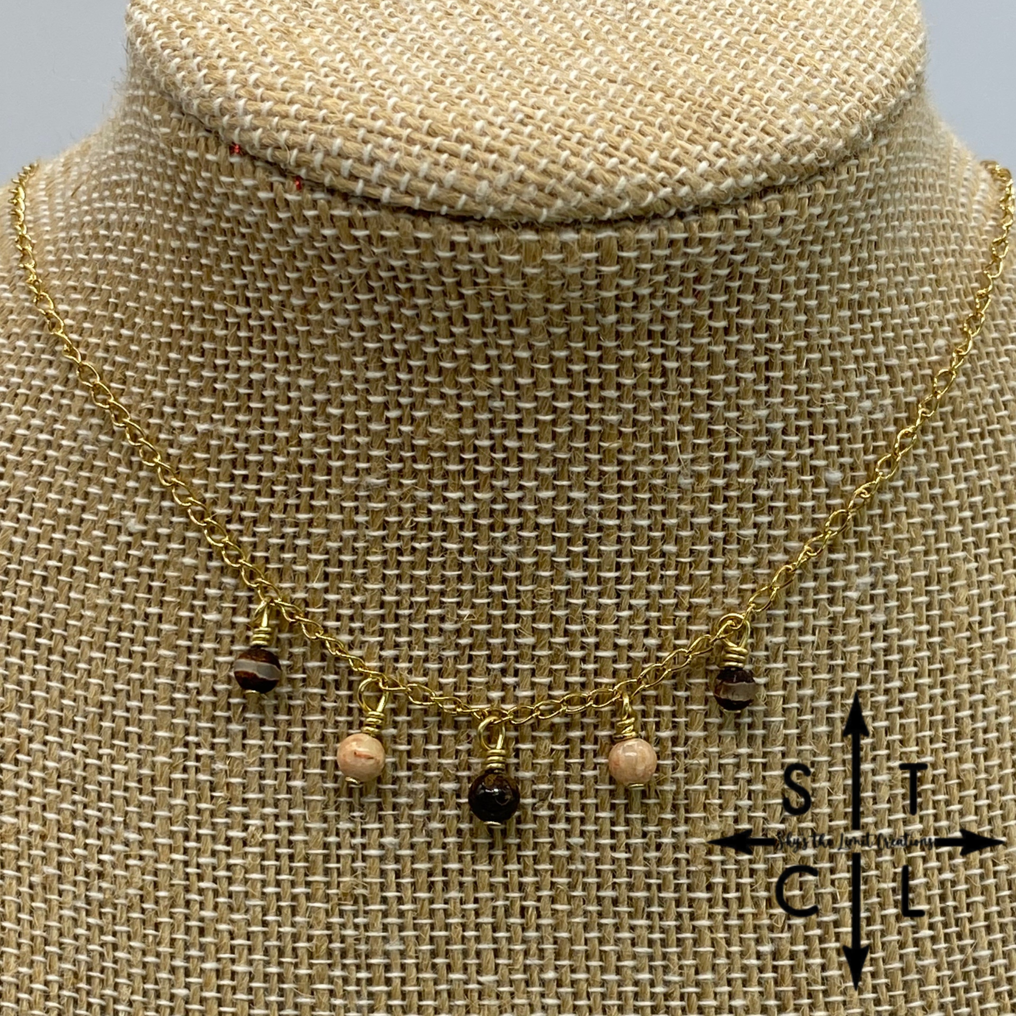 Garnet Peach Brown Gold Katy Necklace