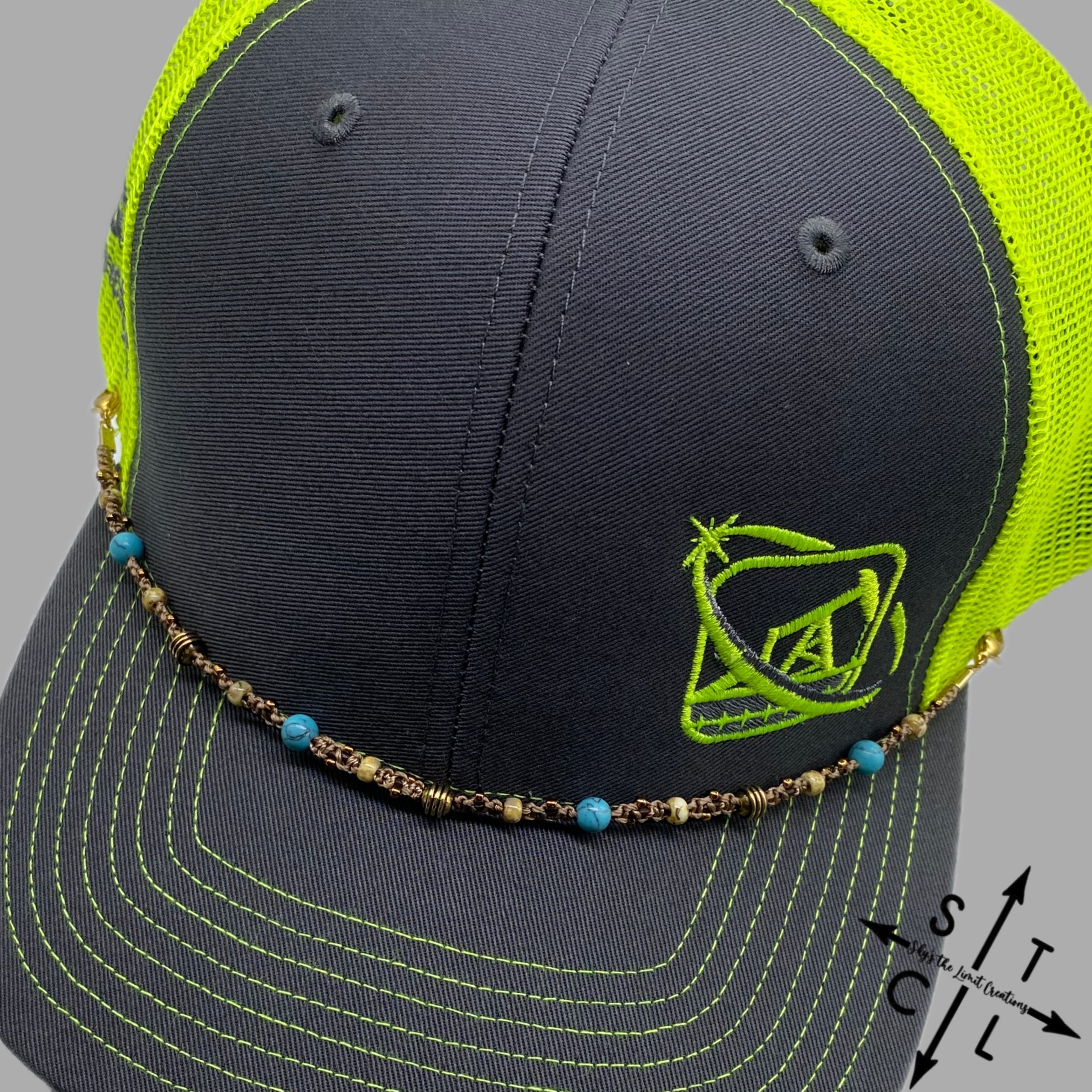 Turquoise Gold Beige Picasso Trucker Hat Chain