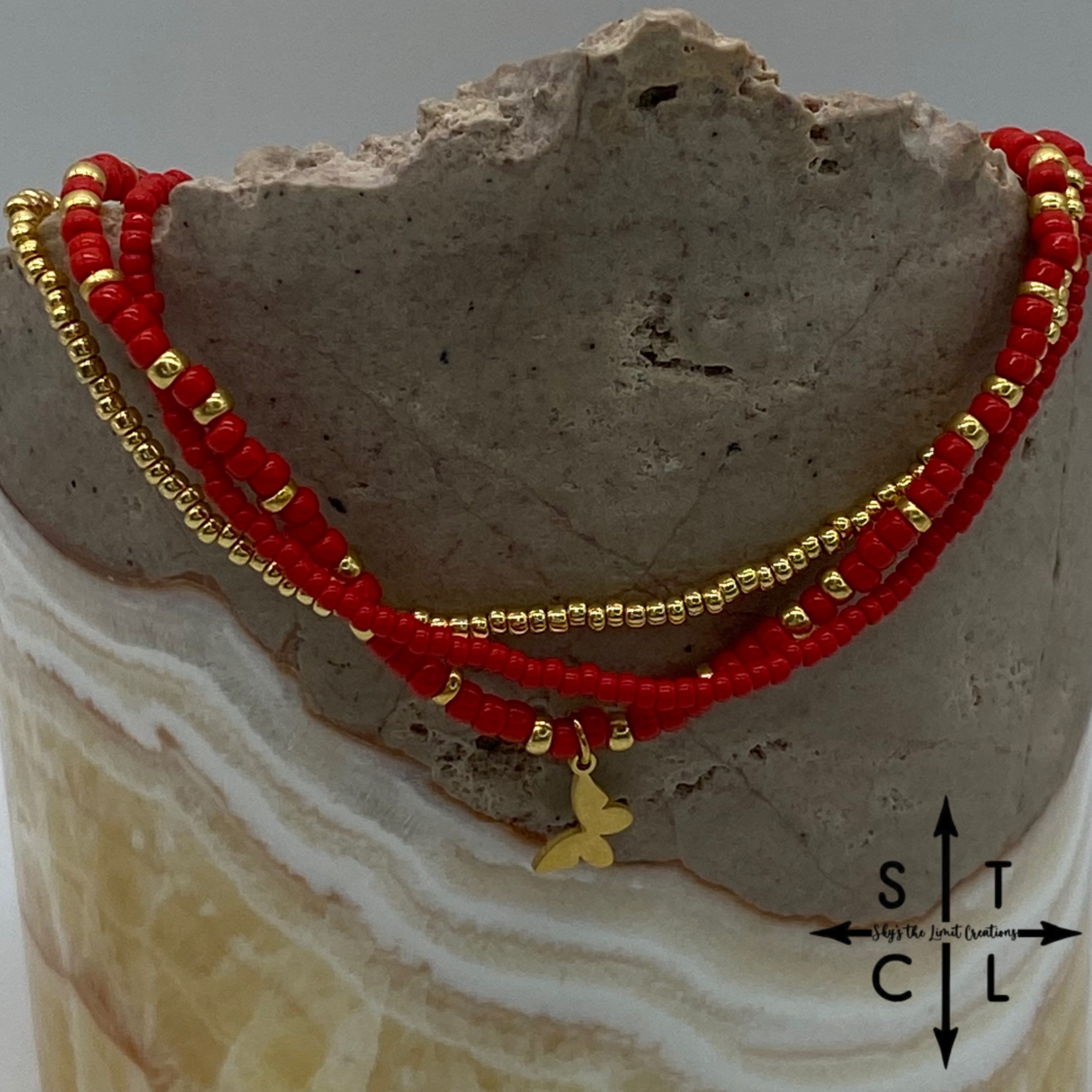 Red Gold Stretchy Anklet