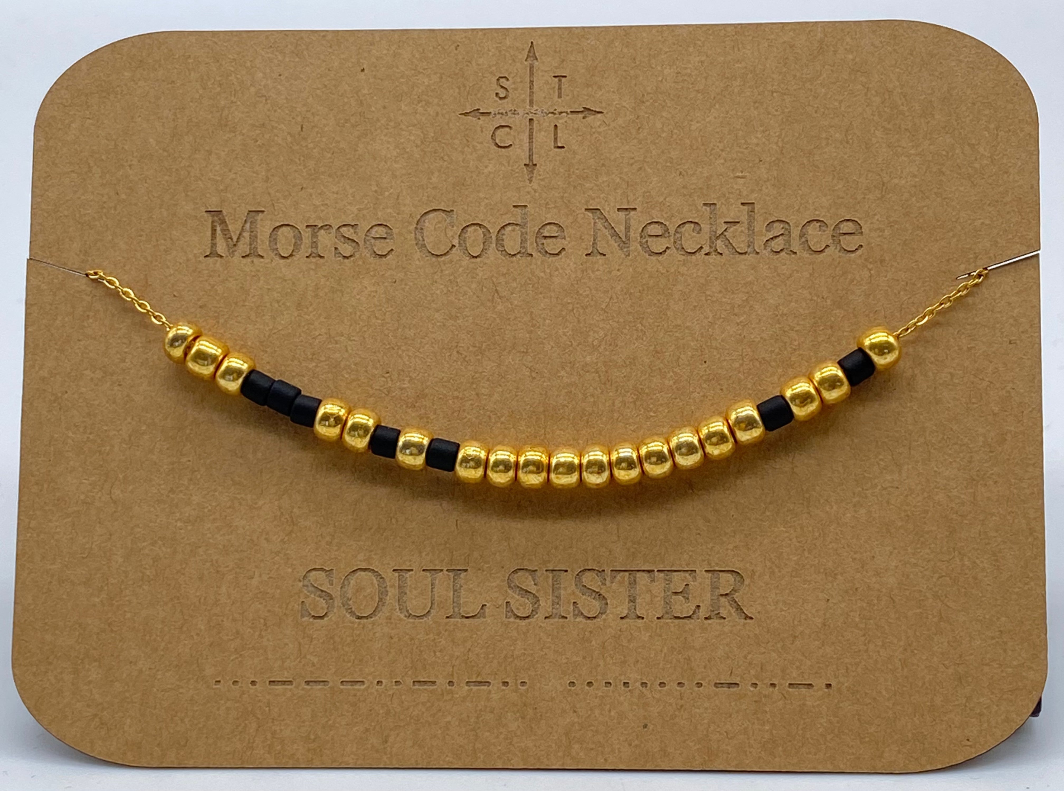 Morse Code Necklace SOUL SISTER Gold