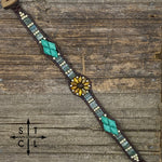 Load image into Gallery viewer, Picasso Mustard &amp; Clear Turquoise  Daisy
