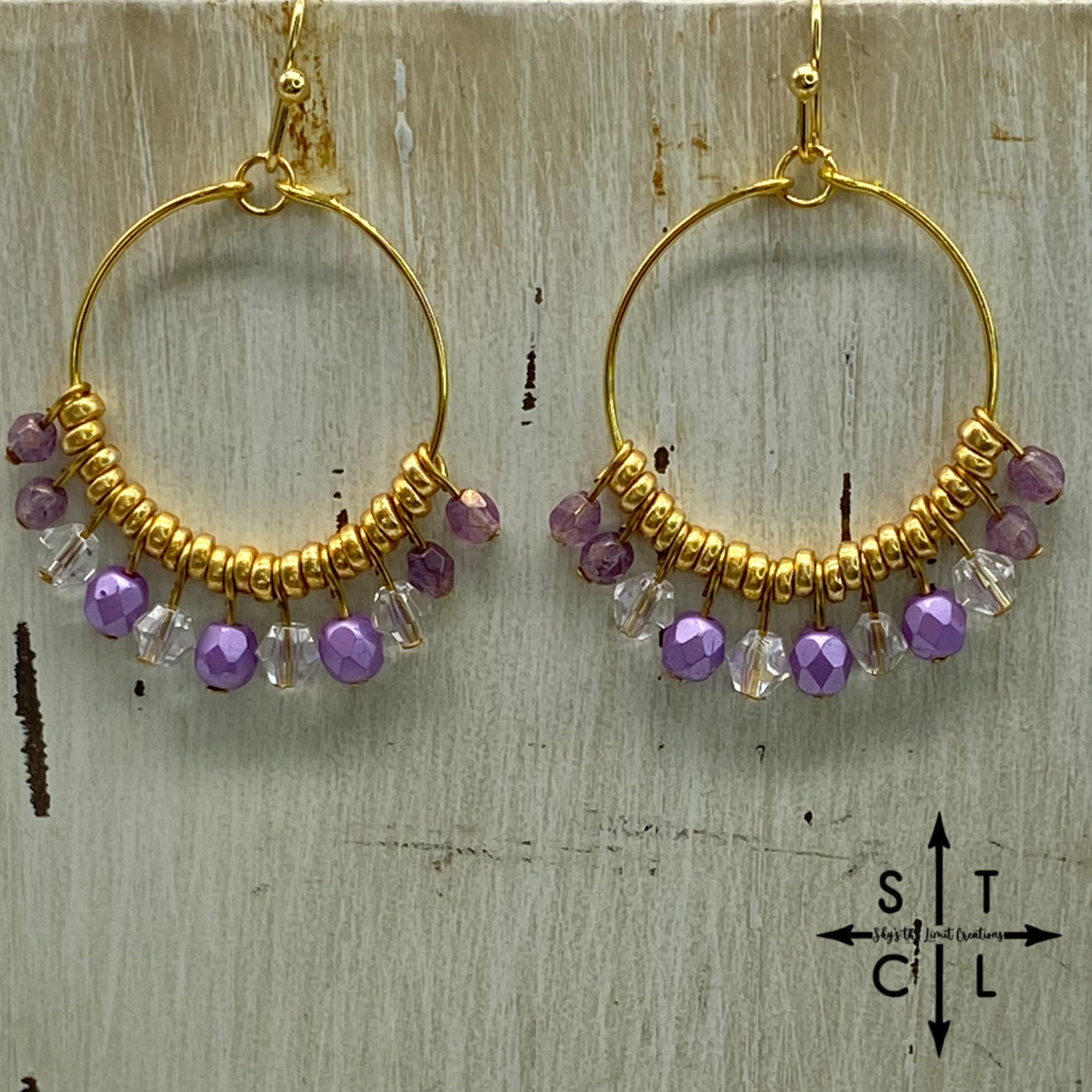 Rebecca Mini Earrings Purple Clear