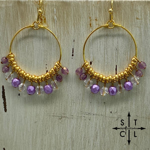 Rebecca Mini Earrings Purple Clear