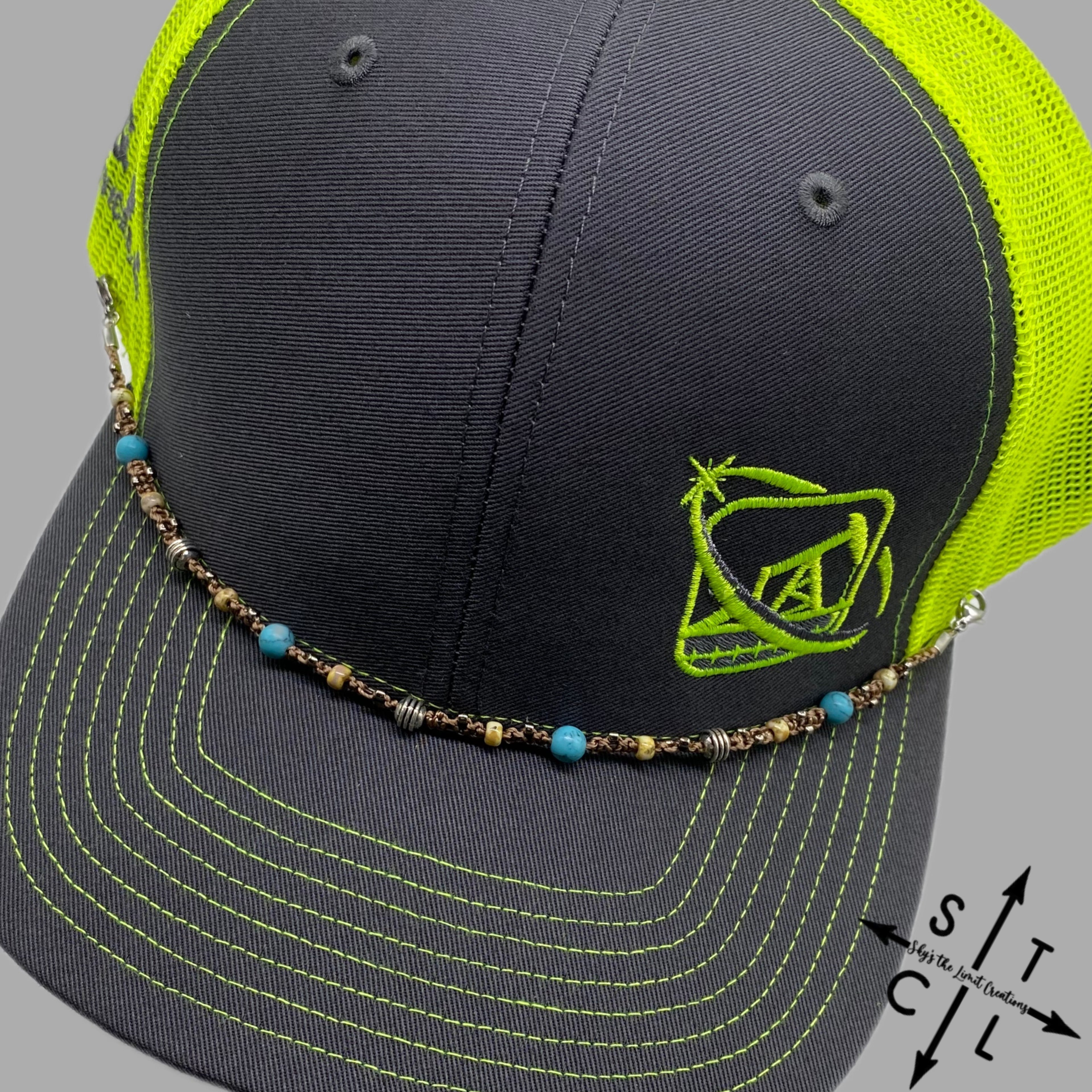 Turquoise Silver Beige Picasso Trucker Hat Chain