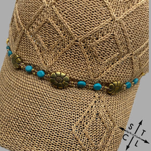 Gold Flower Turquoise Trucker Hat Chain