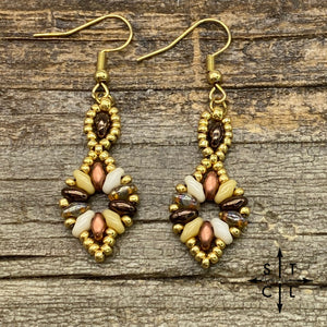 Brown Beige White Clear Gold Dallis Earrings