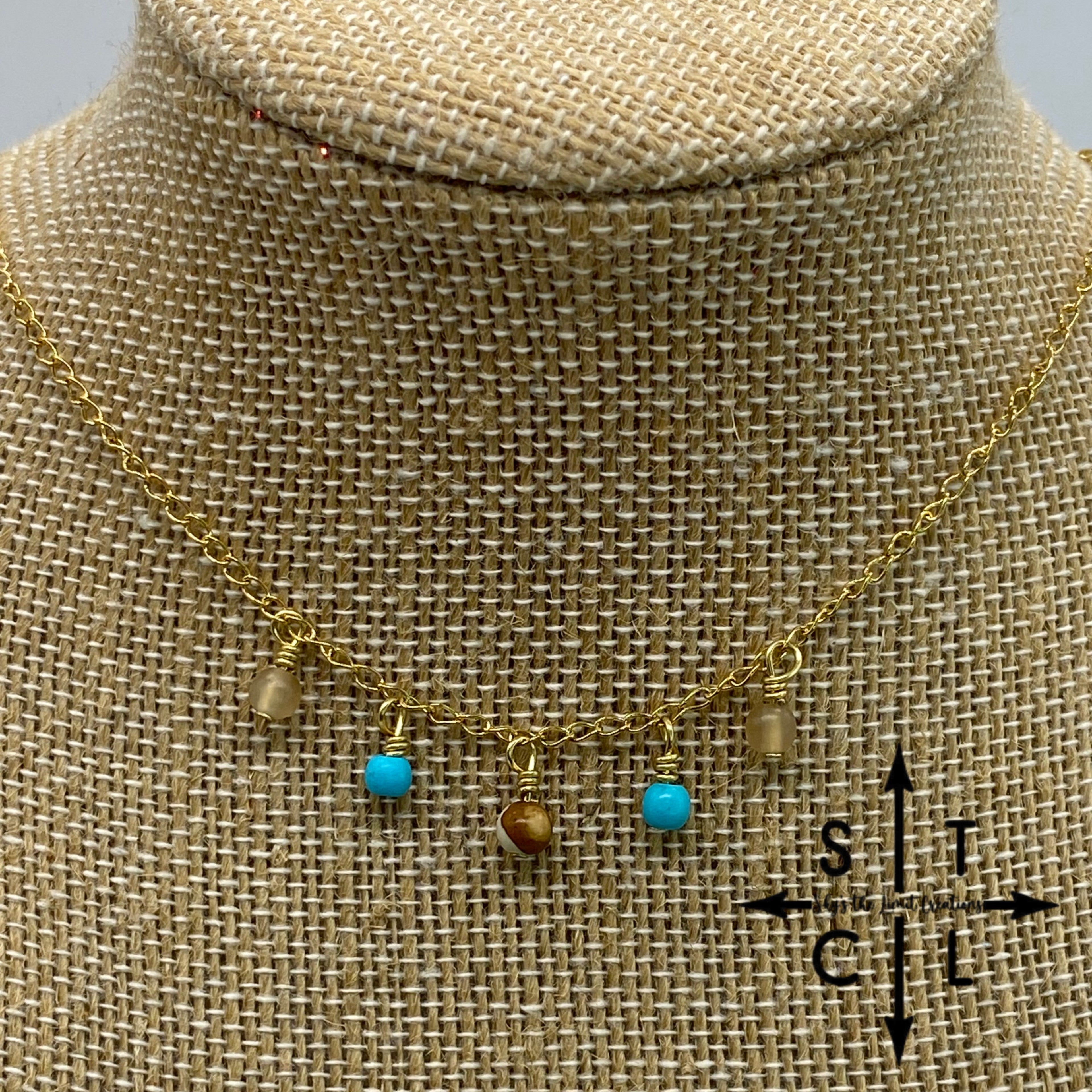 Turquoise Light Brown Gold Katy Necklace