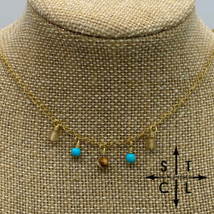 Turquoise Light Brown Gold Katy Necklace