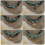 Load image into Gallery viewer, Turquoise Maroon Black White Gold Stretchy Anklet
